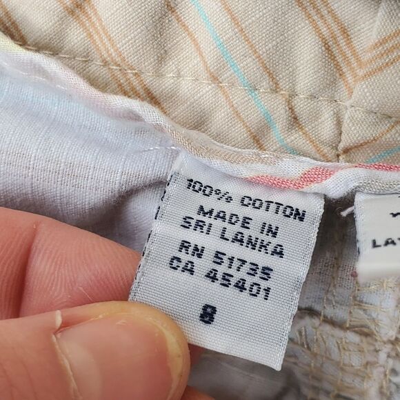 Womens Khaki low rise Izod Pinstriped Cargo Jean Pedal Pushers Capri Pants - Picture 6 of 9